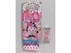I Love Lucy Kitchen Towel Chocolate Factory Design Speed It Up Design Pink